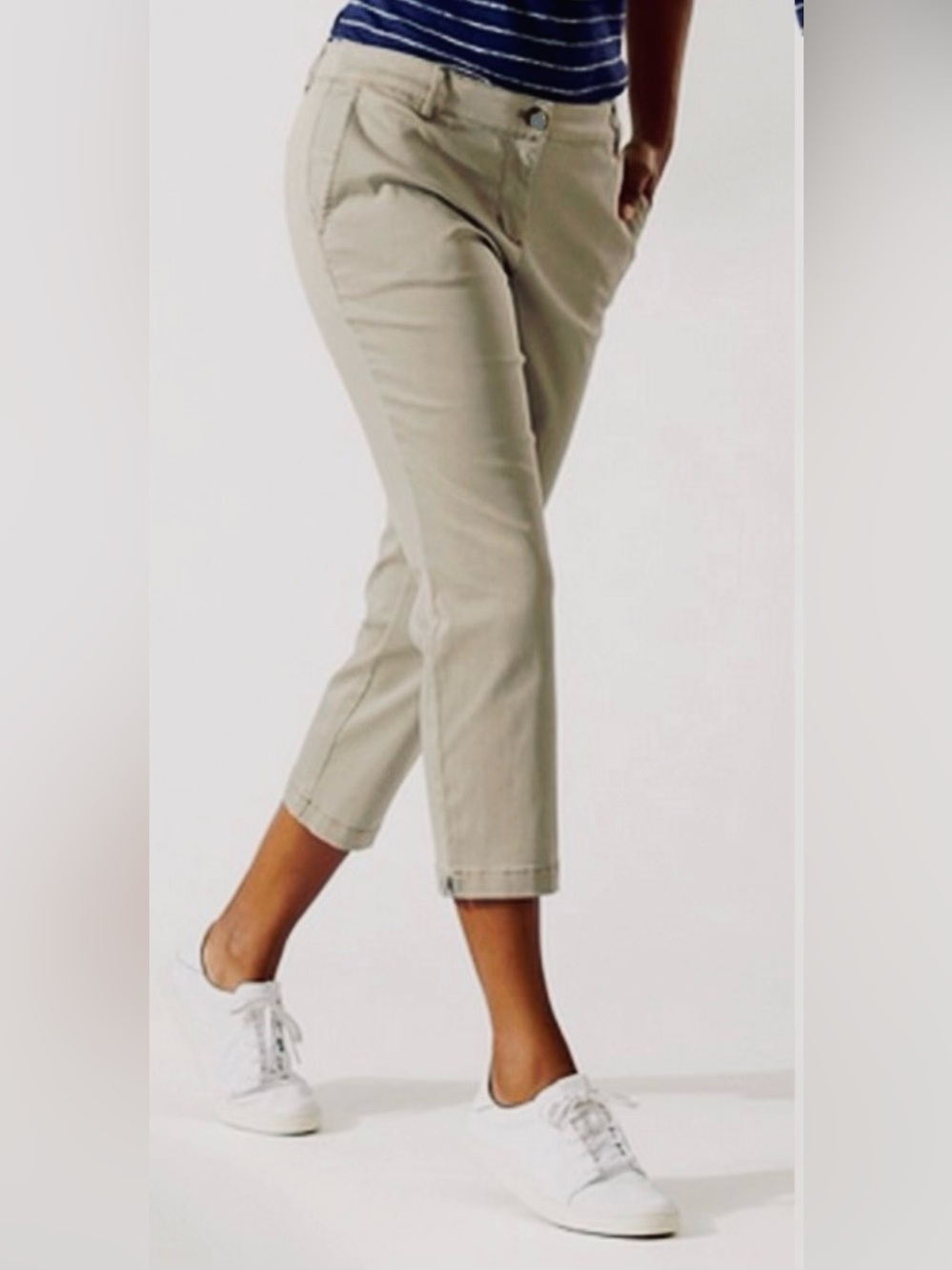 TOMMY BAHAMA SIZE14~DENIM KHAKI DESERT SAND DUNE CROP CAPRI PANTS TROUSERS JEANS